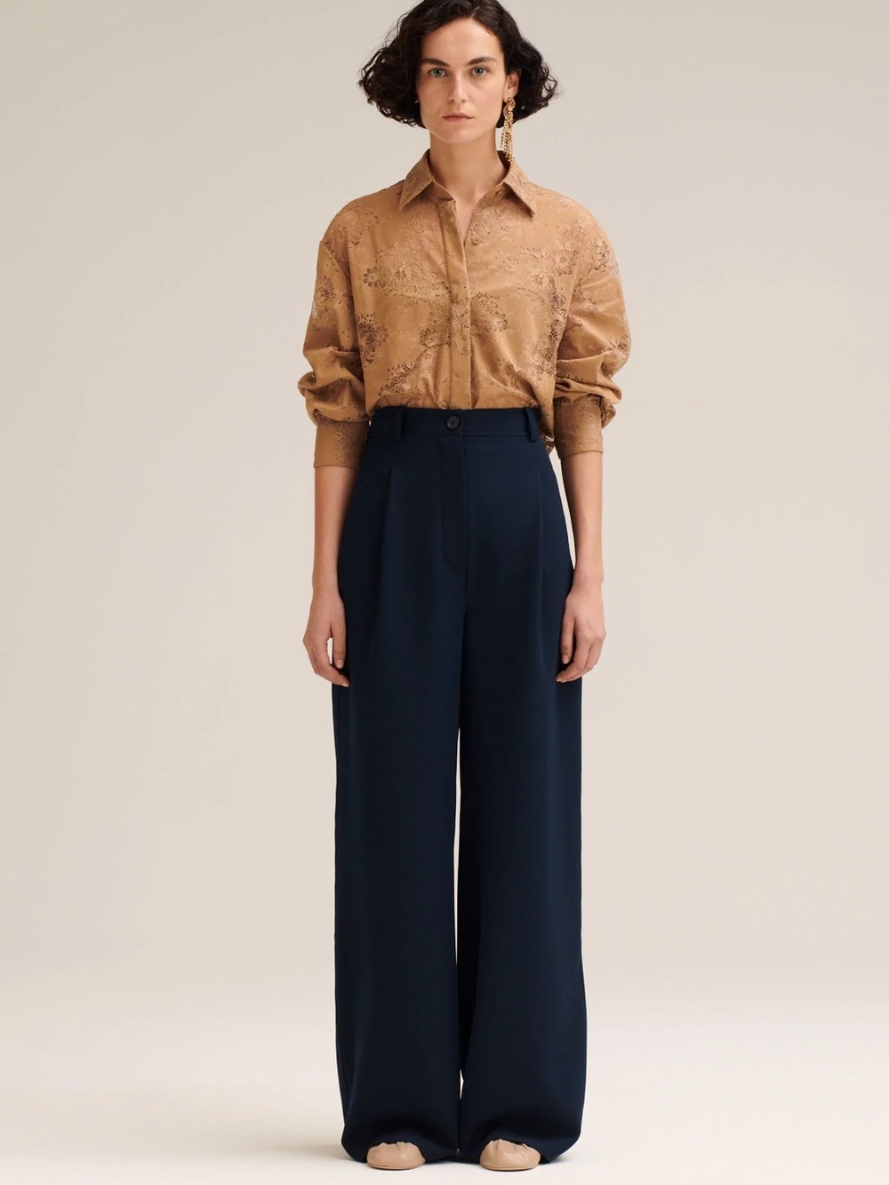 Scanlan Theodore Navy Wide-Leg High-Waist Trousers Size 6